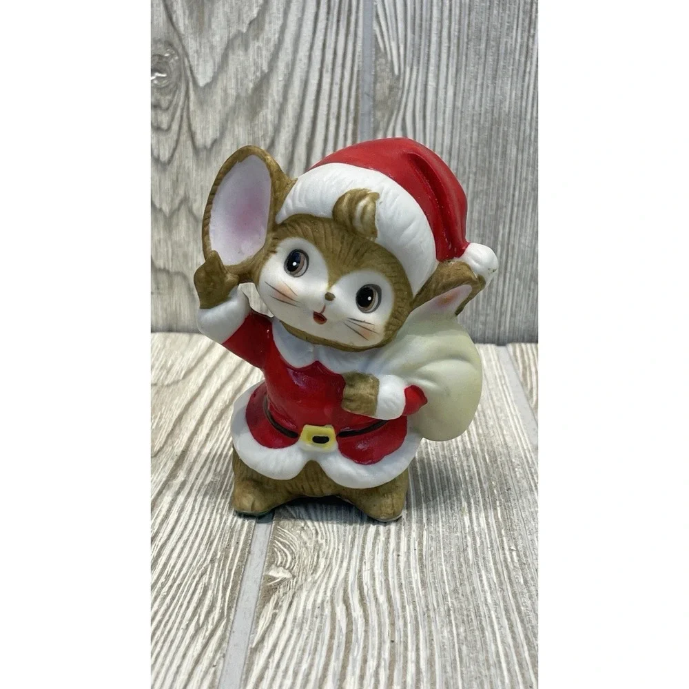 Vintage #5405 Homco Christmas Mice Figurines Ceramic Holiday Decor